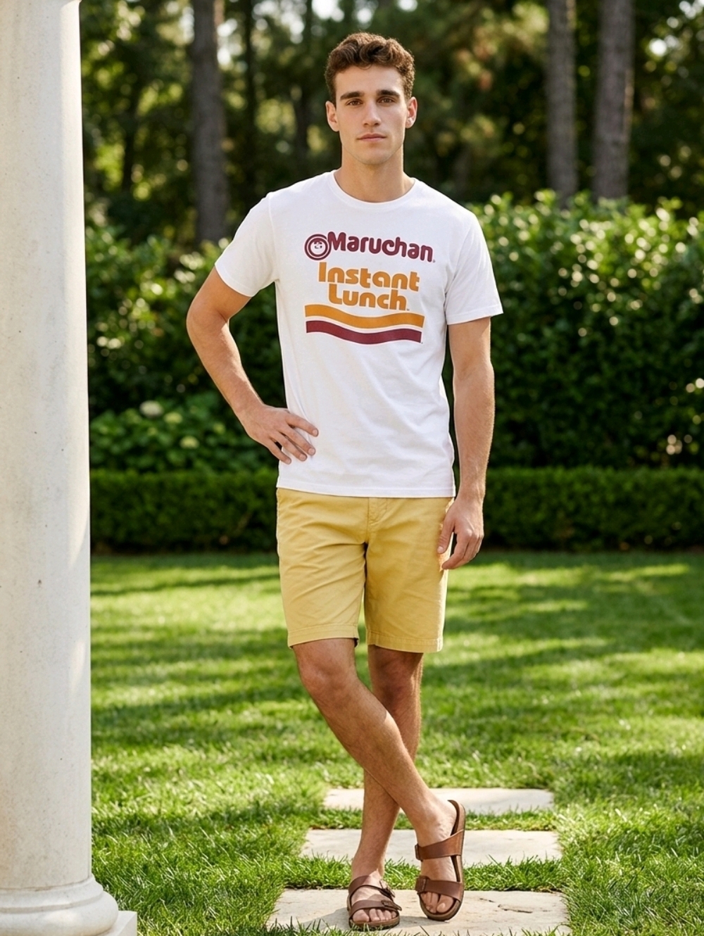 Maruchan Instant Lunch Graphic T-Shirt Men's L White Ramen Noodles Foodie Tee